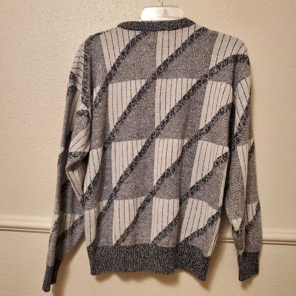 Rare Vintage Michael Gerard Geometric Pattern Knit Sweater 90s Gray Size M - Picture 7 of 10